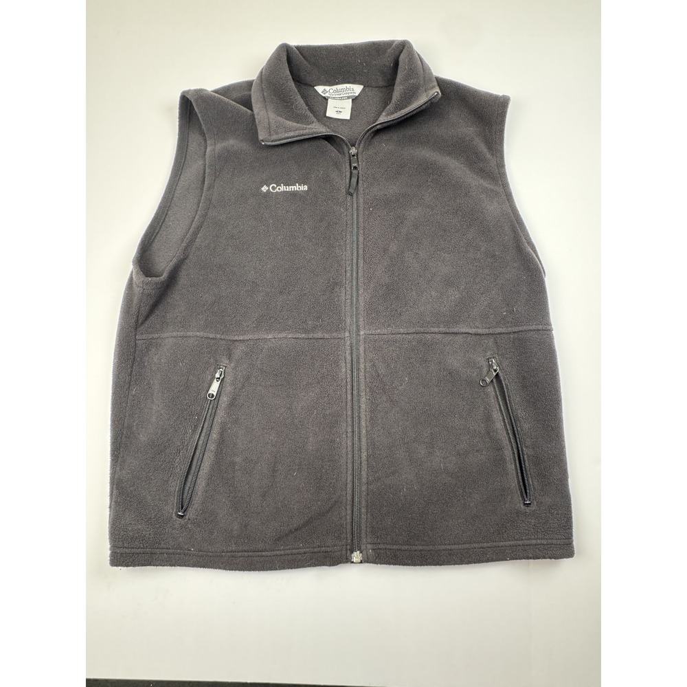 Columbia Vest Mens Large Gray Fleece Full Zip Sleeveless Jacket WM1480